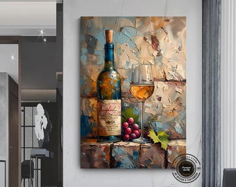 Wine bottle canvas wall art wine glass canvas wall decor red wine canvas art fruit and wine ready to hang canvas wall decor