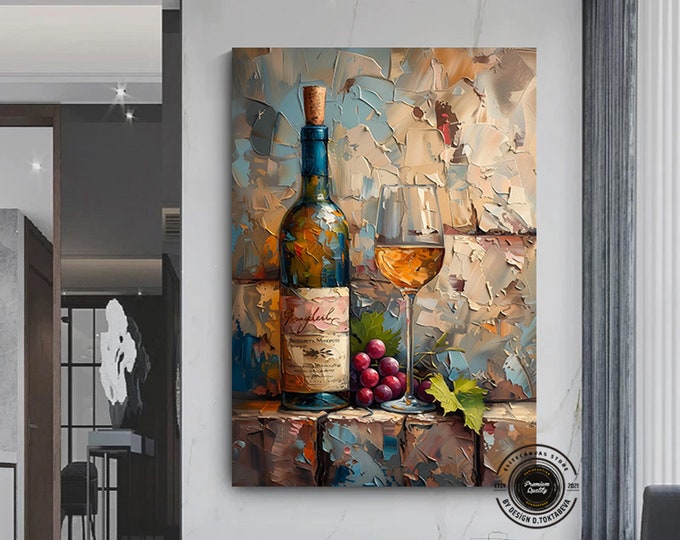 Wine bottle canvas wall art wine glass canvas wall decor red wine canvas art fruit and wine ready to hang canvas wall decor