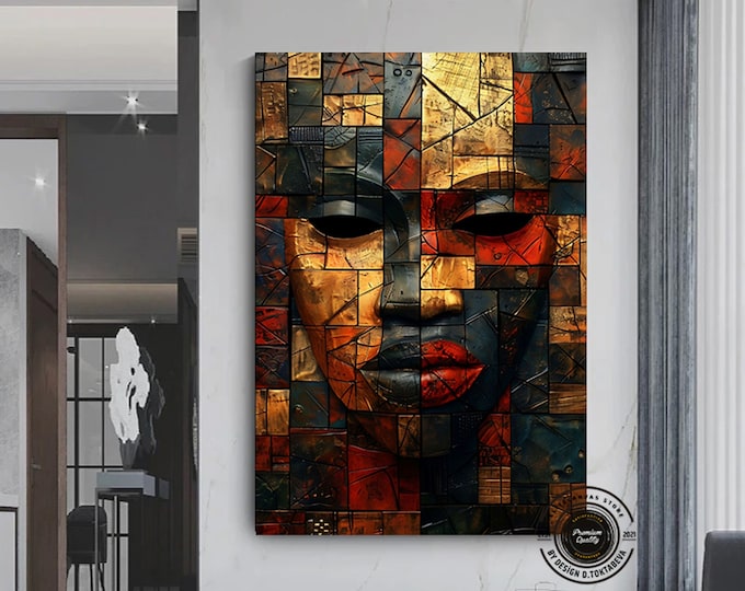African wall Symbols, African Canvas Painting, African culture home decor, African luxury wall art, Fashion wall decor, Large Wall Art, Gift