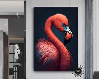 Pink Flamingo Canvas Print, Tropical Wall Art