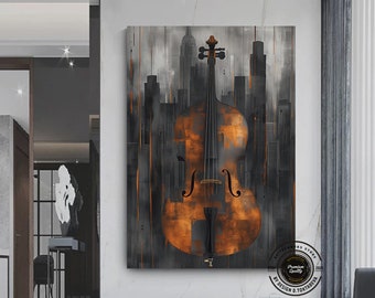 Abstrakte Violine Leinwand Kunst: Handgemachte Musik Wand Dekor