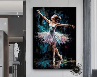 Ballerina Girl Printed Canvas Art, Ballerina Canvas Print, Canvas Home Decor, Abstract Canvas Wall Painting, Ballet for Gift Canvas Decor,