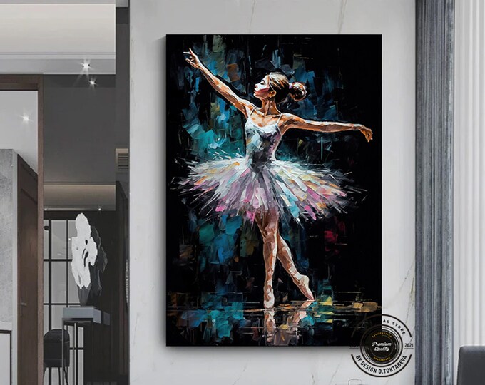 Ballerina Girl Printed Canvas Art, Ballerina Canvas Print, Canvas Home Decor, Abstract Canvas Wall Painting, Ballet for Gift Canvas Decor,