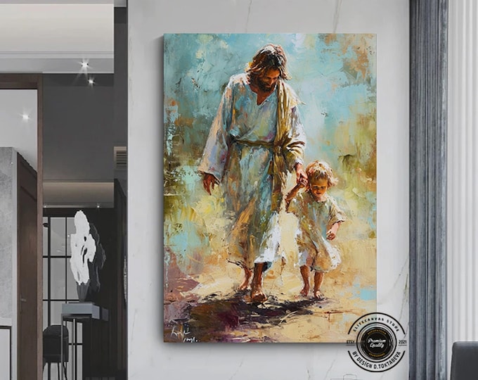 Jesus Canvas Art Print, Religous Gift, Christian Wall Decor, Bible Art, Contemporary Christian Art, Jesus Poster, Trendy Canvas Art