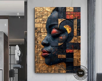 African American Woman Canvas Art: Abstract Culture Wall Decor