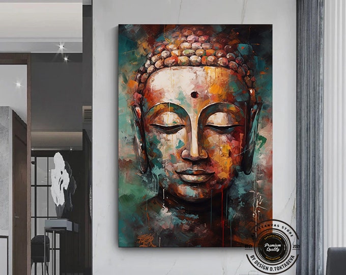 Buddha Canvas Painting, Yoga Artwork, Meditation Art Print, Buddha Wall Art Landscape, Buddhist Wall Decor, Yoga Wall Art Lotus, Home Gift