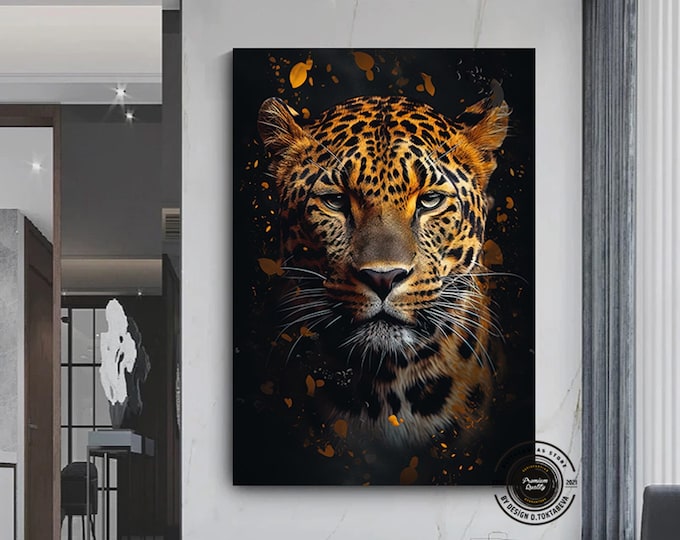 Leopard Portrait Prints Wall Art, Tiger Canvas Art, Animal Poster, Farmer gifts, Home Decoratıon, Canvas Art Prints, Leopard Poster Gift