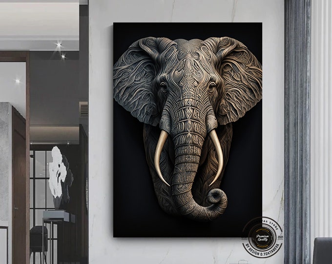 Black & Gold Elephant Painting | Elegant Elephant Wall Art for Your Home  Abstract Canvas Wall Art, Elephant Wall Art, Gift