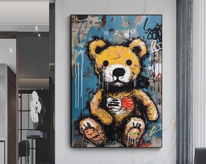 Teddy bear wall art, teddy bear graffiti art, teddy bear street art, graffiti wall art, street wall art