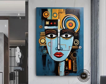 Abstract African Culture Canvas Art: Handmade Wall Symbol Painting