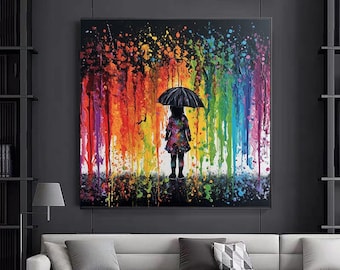 Colorful Graffiti Girl Canvas Art, Modern Street Art, Ready to Hang