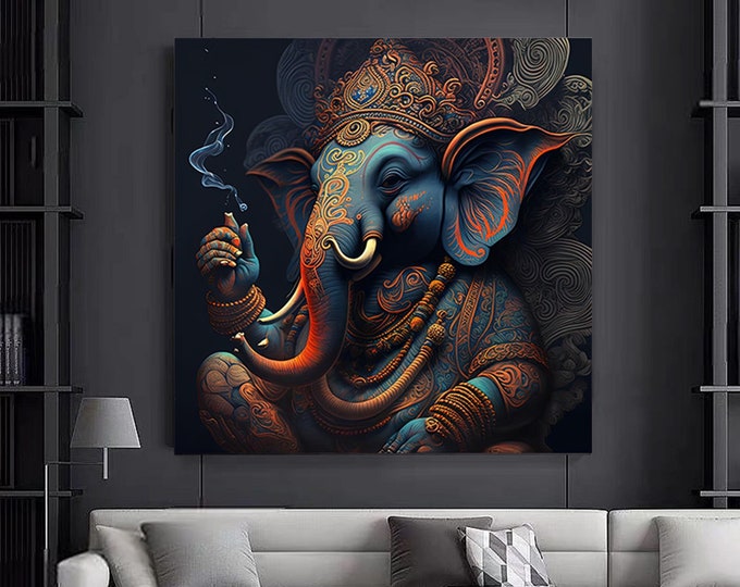 Great Ganesha Wall Art - Abstract wall art,Colorful Inspired Ganesh Canvas Wall Art.
