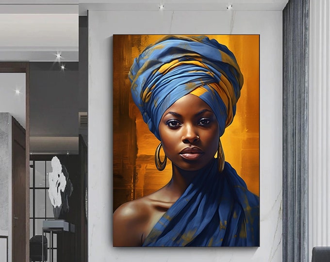 Modern African Woman Painting Wall Art Poster Home Decoration For Living Room, African Woman Print on Canvas,Ethnic Ladies Art,African Lady