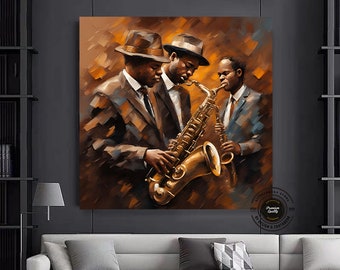 Jazz Orchestra Art Print: Saxophone Players, Living Room Decor