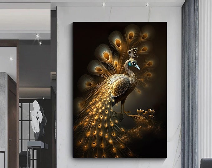 Modern Art  Peacock luxury style Digital print art.Peacock canvas painting.