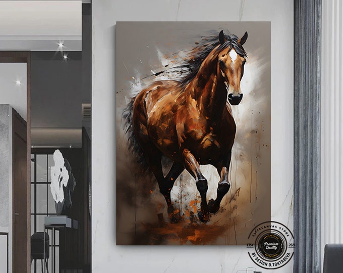 Wild horse canvas wall art print, running horse wall art, animals canvas prints wall decor, nature landscape artwork, framed ready to hang