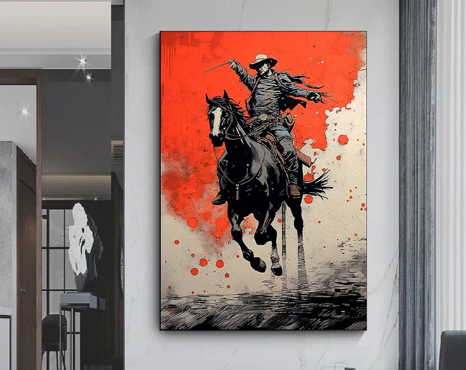 Cowboy pictures, Cowboy and horse wall art, Cowboy poster wall print