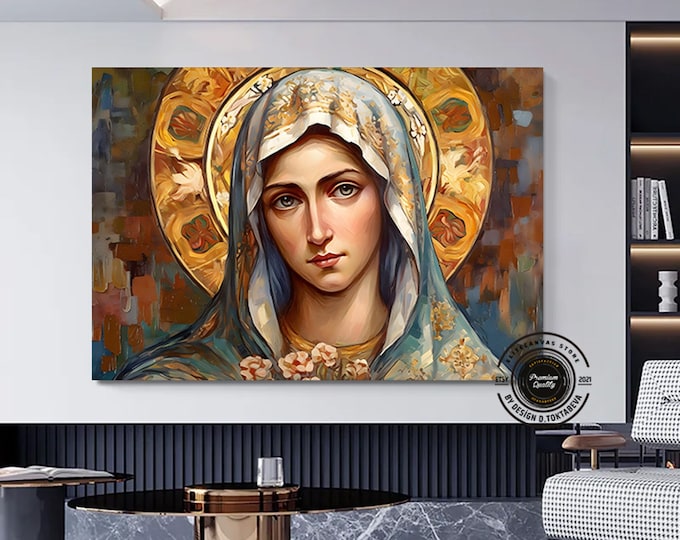 Heavenly Assumption of the Virgin Mary canvas wall art, Virgin Mary and the angels poster print .Mother of Jesus