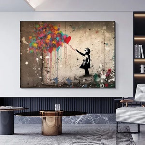 Ballon Girl Pop Art Canvas Print, Banksy Art, Ballon Girl Graffiti, Street Graffiti Wall Art, Banksy Ballon Girl Canvas