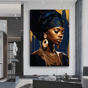 African Woman Wall Art /African Woman Canvas Print / African American Home Decor /African Wall Decor /Black Woman Make Up Home Decor
