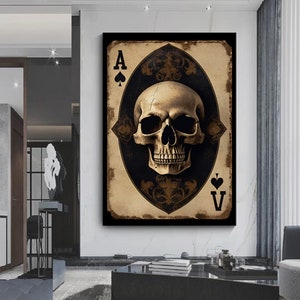 Poker Playing Card Canvas Print, Poker Wall Art, Black Canvas Painting, Living Room Wall Art, Modern Wall Art