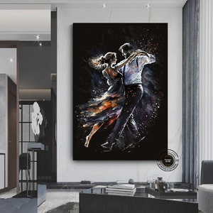 Canvas wall art of young couple dancing on the street, Love dance canvas print.