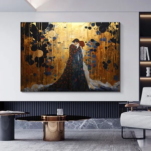 De Kiss Canvas, Gustav Klimt stijl Canvas Art, Gustav Canvas Wall Art, Gustav Painting Canvas Print, Kissing Wall Art, Groot Canvas, kunst