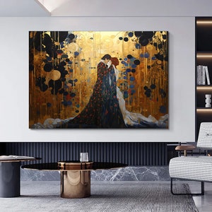 The Kiss Canvas, Gustav Klimt   style Canvas Art, Gustav Canvas Wall Art, Gustav Painting Canvas Print, Kissing Wall Art, Large Canvas, art