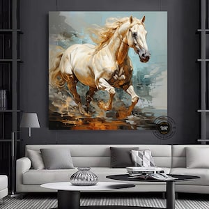 Tanzendes Pferd Leinwanddruck: Buntes modernes Wanddekor