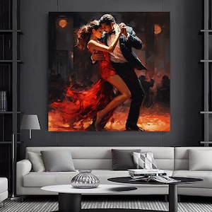 Canvas Home Decor, Dancing Couple Painting  Print, Music Room Art, Tango Couple  painting Canvas Decor,