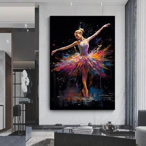 Colorful ballerina canvas wall art.Ballerina canvas print,Colorful canvas Ballerina art