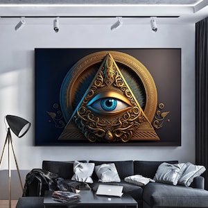 Eye of Ra canvas Ancient Egypt wall art Eye Of Horus canvas Magical token decor Contemporary art Mythical print Wall Art Decoration