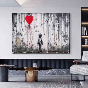 Urban Style Canvas| Banksy Style Canvas Art | Street Graffiti Art Print | Modern Home Decor | Banksy Wall Print | Large Framed Wall Art Set