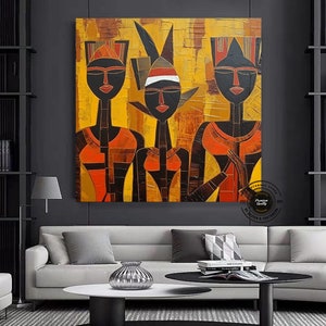 African Wall Art: Cultural Symbol Canvas Painting, Fashion Decor