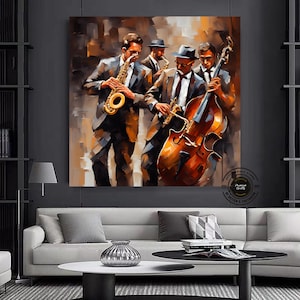 Jazz Wall Decor, Jazz Orchestra Art, Music Wall Art, Jazz Wall Art, Living Room Decor, Home Decoration