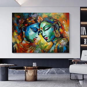 Radha Krishna Painting: Traditional Indian Art Canvas Wall Decor