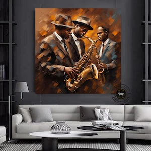 Jazz Wall Decor, Jazz Orchestra Art, Music Wall Art, Jazz Wall Art, Living Room Decor, Home Decoration