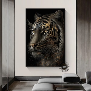 Gold tiger wall art canvas, canvas print, tiger canvas, tiger wall decor, tiger wall art, tiger wall decor, tiger art print,