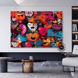 Painting Graffiti Art Canvas Original, Urban Art Print Framed, Graffiti Wall Art Canvas, Urban Wall Art Framed, Over The Bed Wall Decor