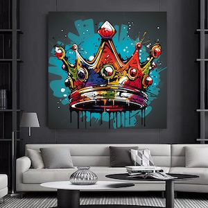 Crown Graffiti Wall Art, Crown Graffiti Art, King Crown Digital Art Print, Street Pop Art, Modern Street Art, Urban Graffiti