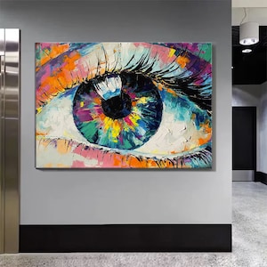 Abstract Eye Canvas, Colorful Artwork, Contemporary Canvas, Looking Eye Wall Art, Eye Wall Art, Modern Wall Art, Oil Painting Print,