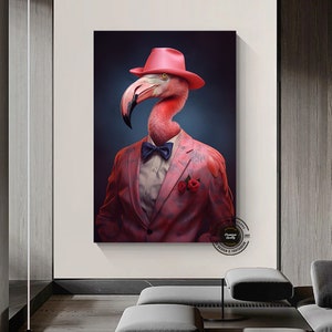 Flamingo Wall Art, Canvas print, Pink Flamingo, Tropical Decor, Exotic Bird , Pink Flamingo Art , Flamingo Wall Hanging, Wall Decor