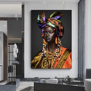African Woman Wall Art /African Woman Canvas Print / African American Home Decor /African Wall Decor /Black Woman Make Up Home Decor