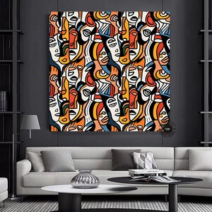 Colorful Abstract Face Canvas: Modern Wall Art