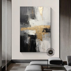 Grey and Gold Abstract Art: Modern Canvas Print