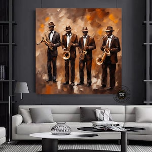 Jazz Wall Decor, Jazz Orchestra Art, Music Wall Art, Jazz Wall Art, Living Room Decor, Home Decoration