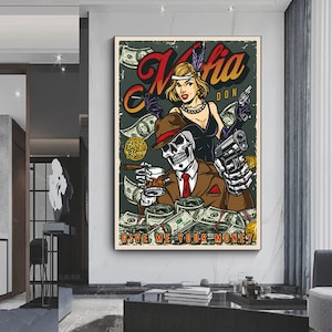 Dead Man&#39;s Hand - Skeleton Poker Wall Art - skeleton playing poker canvas wall print.Poker canvas art.