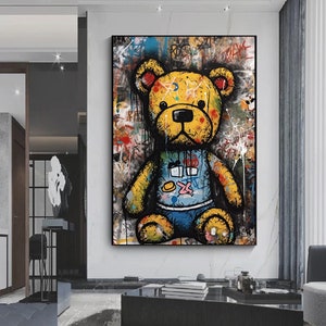 Teddy bear wall art, teddy bear graffiti art, teddy bear street art, graffiti wall art, street wall art