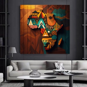 Pintura de lienzo de mapa de África, impresión de viajes de África, arte de la pared africana, arte africano, decoración moderna del hogar, impresión de arte africano, arte de la pared de viaje