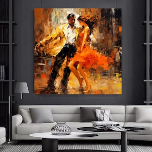 Canvas Home Decor, Dancing Couple Painting oil paint Print, Music Room Art, Tango Couple Canvas Decor,